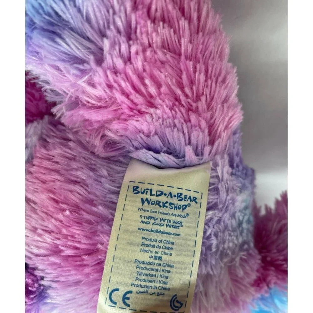 Build A Bear Fur ever Endless Hearts Bear Plush Pink Blue Purple White Heart